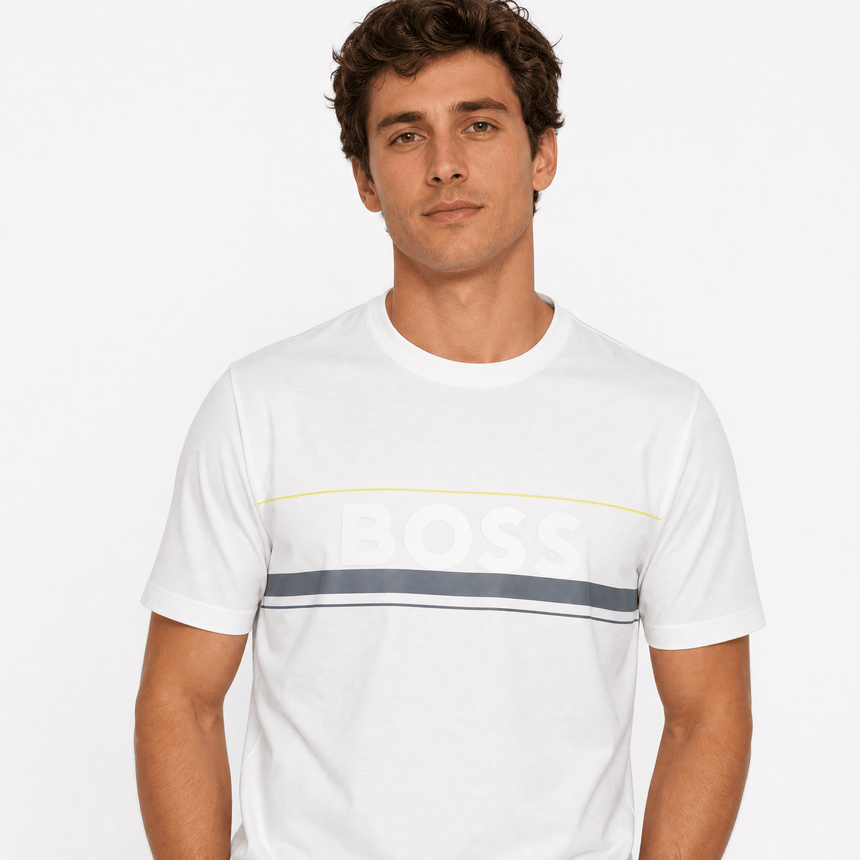 Hugo Boss Iconic Zone Logo T-Shirt in White - Boinclo - Outlet Sale Under Retail