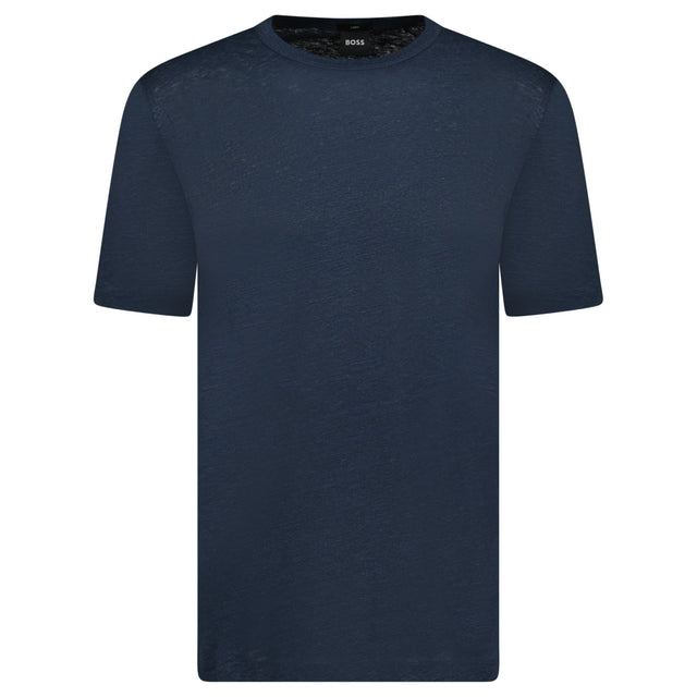 Hugo Boss Linen Tiburt T-Shirt Navy - Boinclo - Outlet Sale Under Retail