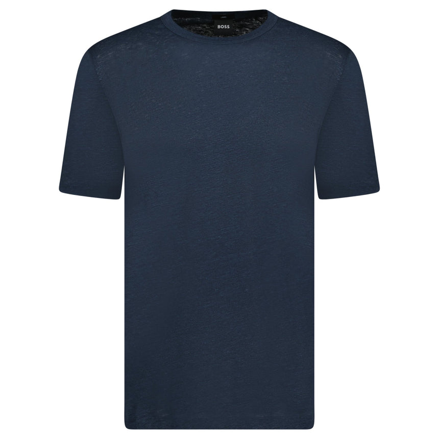 Hugo Boss Linen Tiburt T-Shirt Navy - Boinclo - Outlet Sale Under Retail