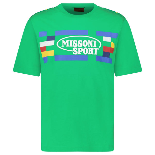 Missoni Embroidered Print T-Shirt Green Tambourine Multicolour Heritage - Boinclo - Outlet Sale Under Retail