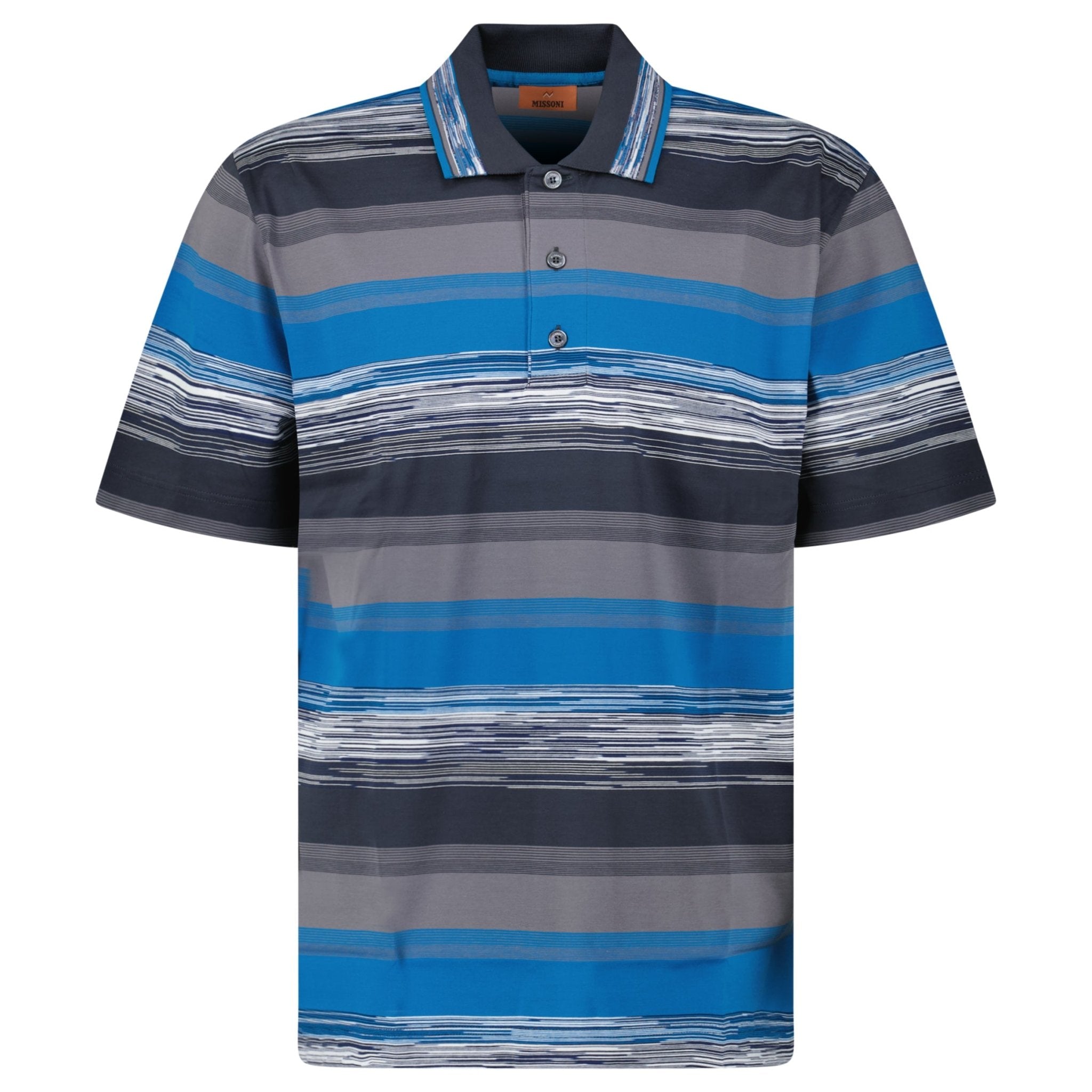 【イタリア製/極上】MISSONI UOMO リネン 半袖シャツ ロイヤルブルー Missoni Short Sleeve Polo T-Shirt Blue Tone - Outlet Sale Under