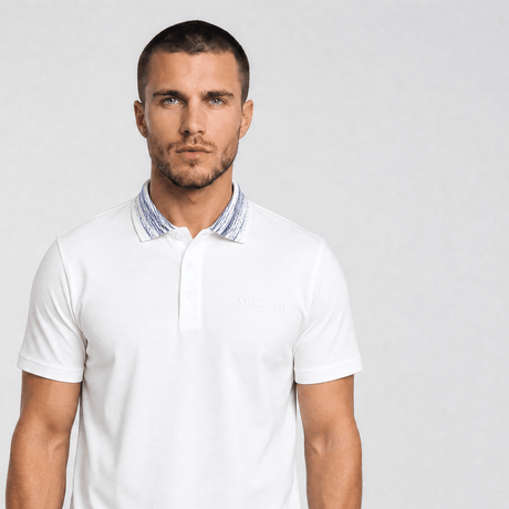 Missoni Space Dye Collar Short Sleeve Polo Shirt White - Boinclo - Outlet Sale Under Retail
