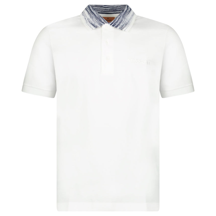 Missoni Space Dye Collar Short Sleeve Polo Shirt White - Boinclo - Outlet Sale Under Retail