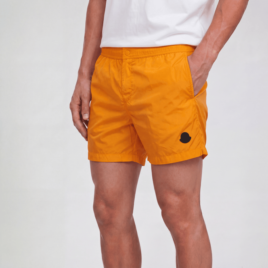 Moncler Black Logo Nylon Swim Shorts in Orange - Boinclo - Outlet Sale Under Retail