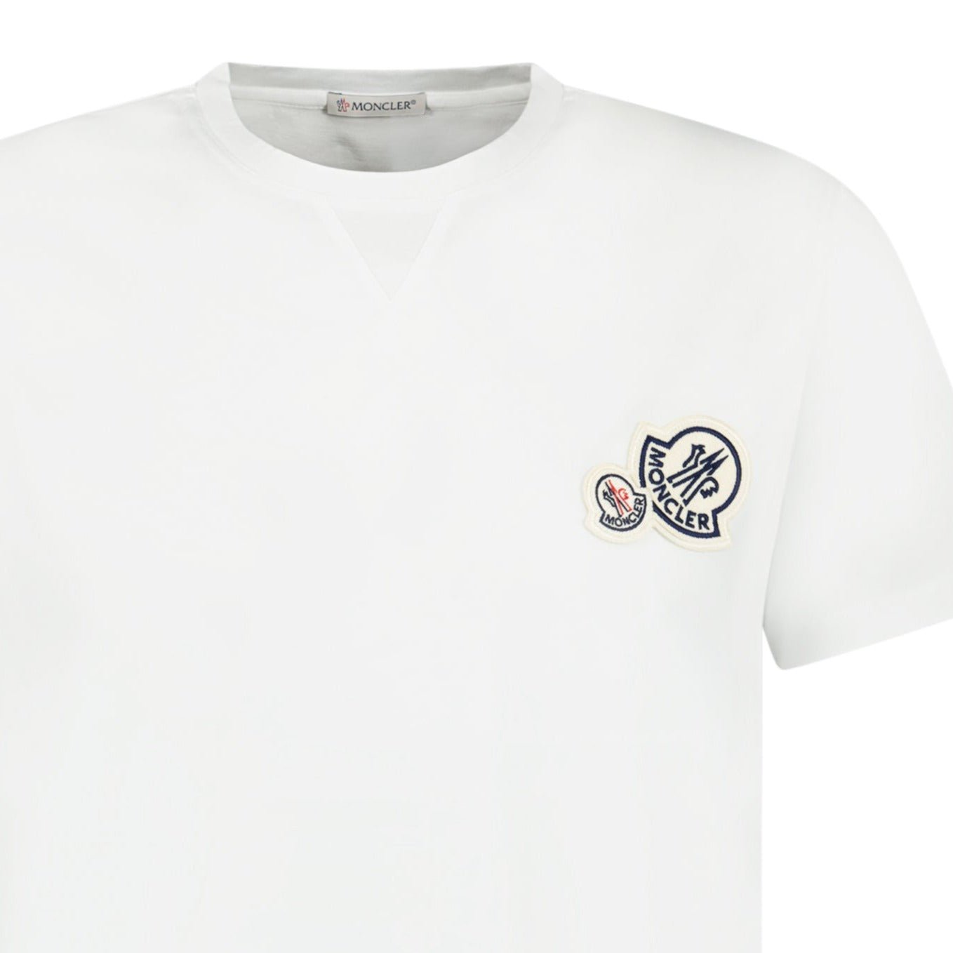 Moncler Double Stitch Logo T Shirt White - Outlet Sale Under