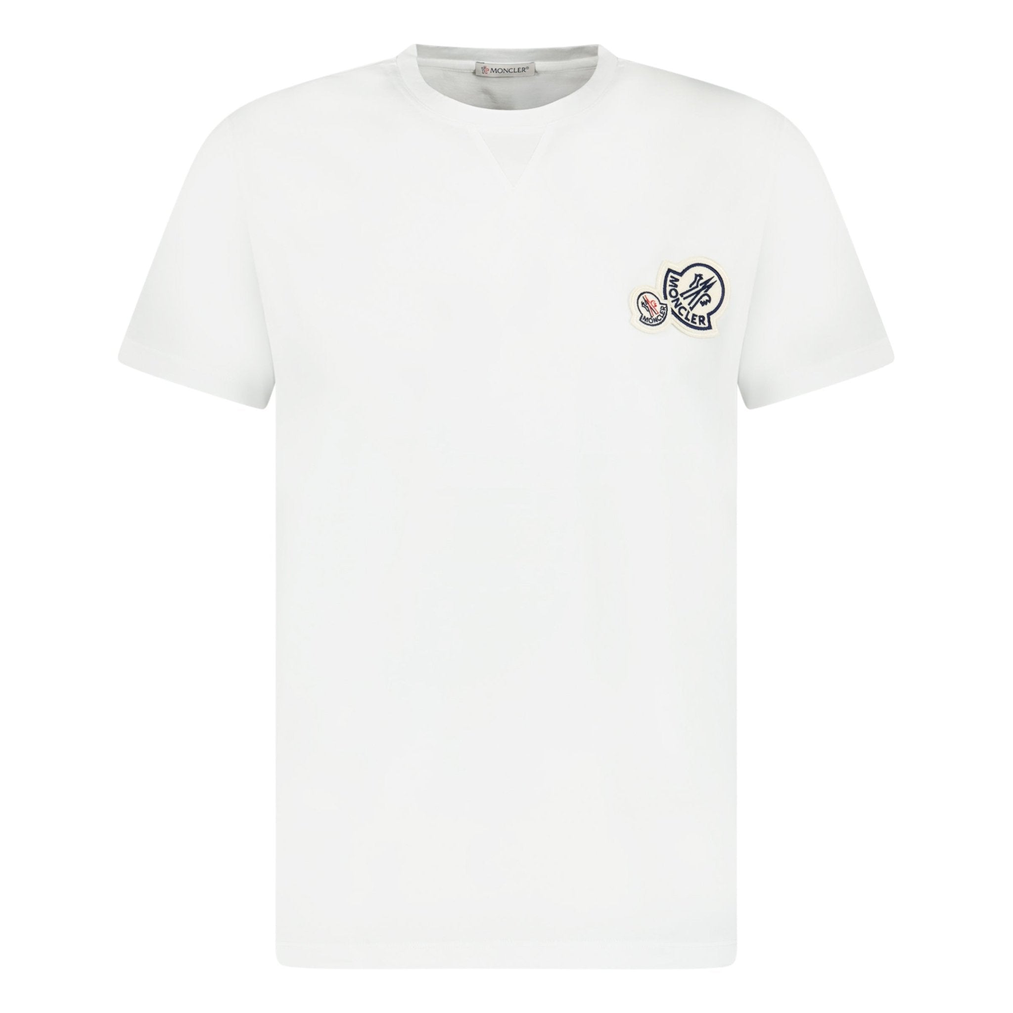 Moncler Double Stitch Logo T Shirt White - Outlet Sale Always
