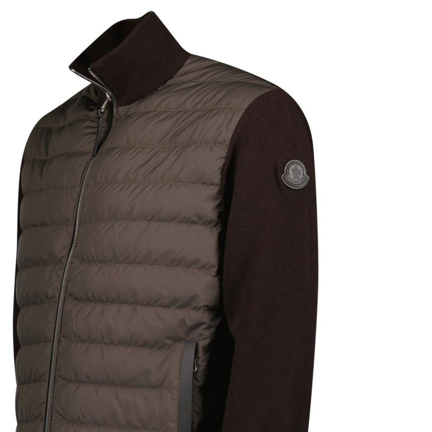 Moncler Full Zip Padded Cardigan in Brown - Boinclo - Outlet Sale Under Retail