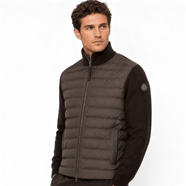 Moncler Full Zip Padded Cardigan in Brown - Boinclo - Outlet Sale Under Retail