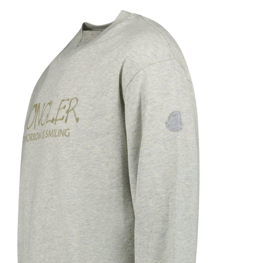 Moncler Khaki 'Tomorrow is Smiling' Print Long Sleeve T-Shirt in Grey - Boinclo - Outlet Sale Under Retail