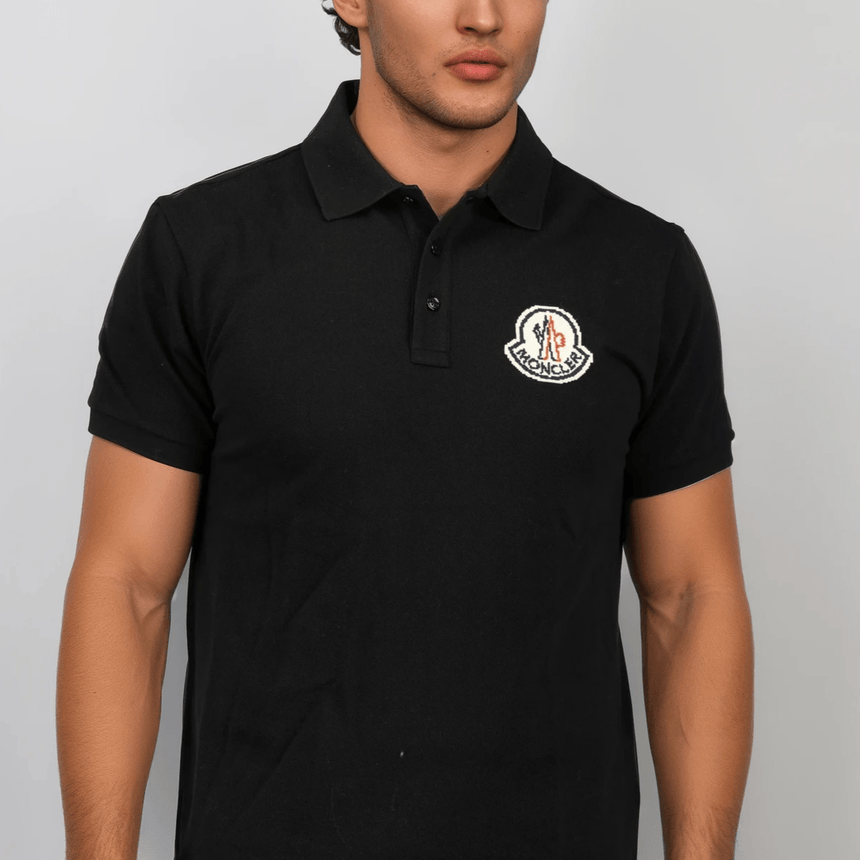 Moncler Logo Patch Polo Shirt in Black - Boinclo - Outlet Sale Under Retail