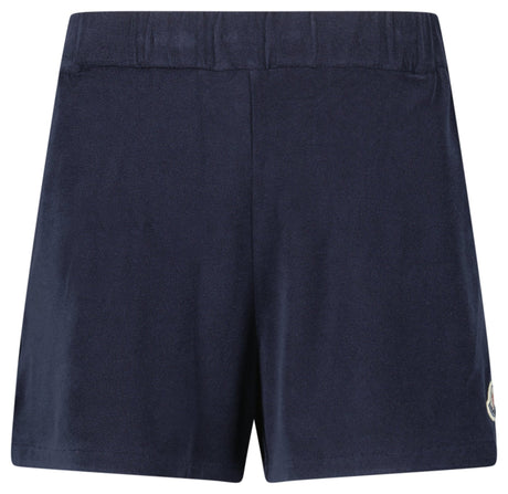 Moncler Logo - Patch Velour Shorts in Navy - Boinclo - Outlet Sale Under Retail