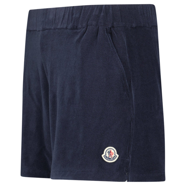 Moncler Logo - Patch Velour Shorts in Navy - Boinclo - Outlet Sale Under Retail