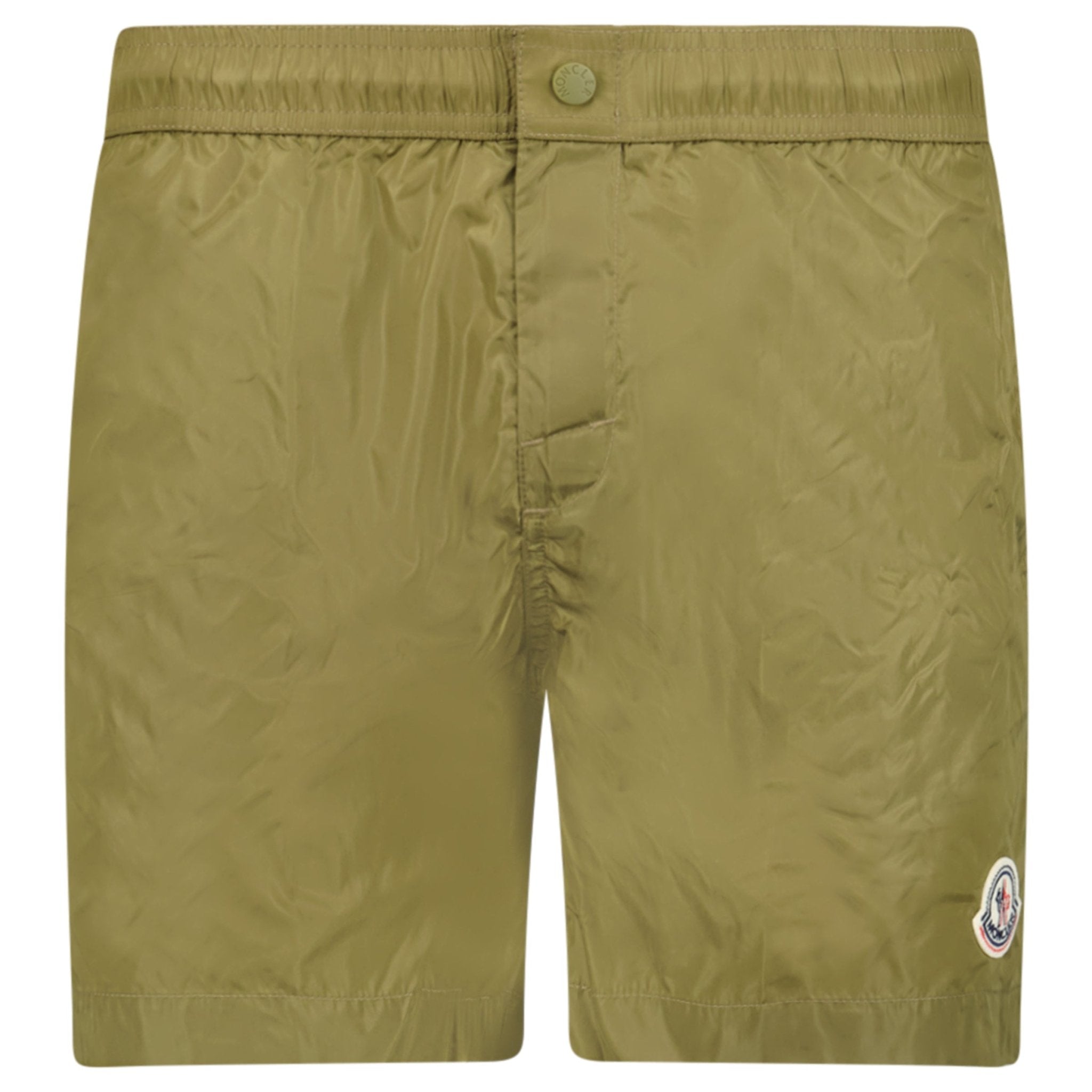 Color variation of Moncler Logo Swim Shorts in Olive Green
