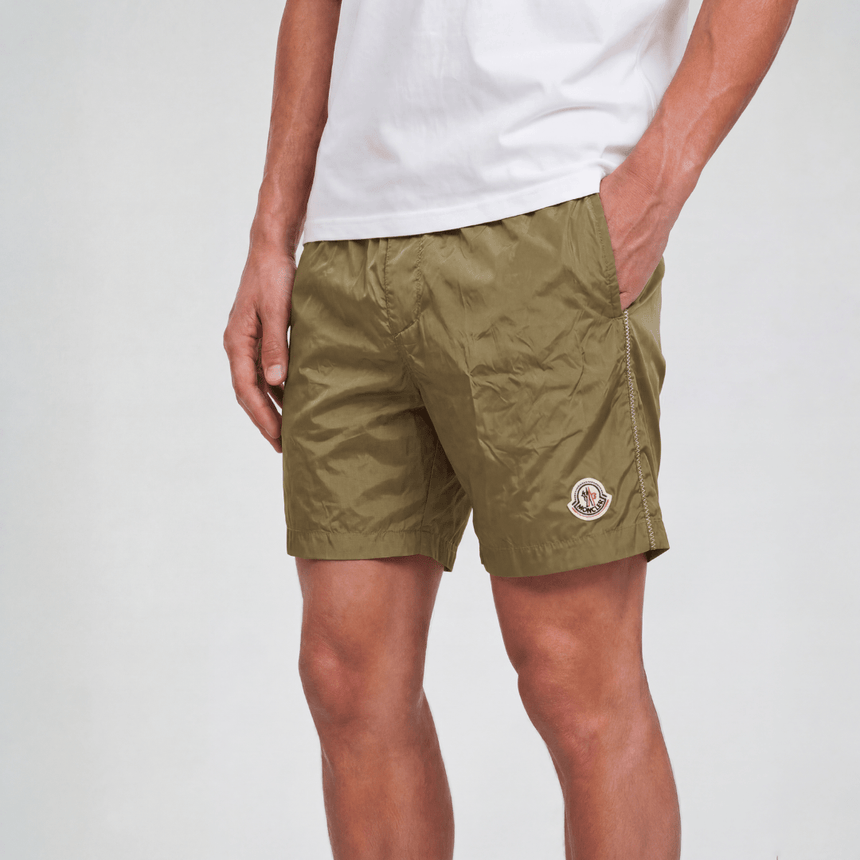 Moncler Logo Swim Shorts in Olive Green - Boinclo - Outlet Sale Under Retail