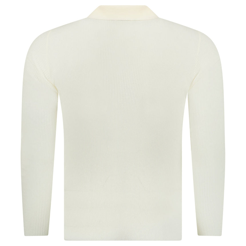 Moncler Long Sleeve Logo Polo Shirt in White - Boinclo - Outlet Sale Under Retail