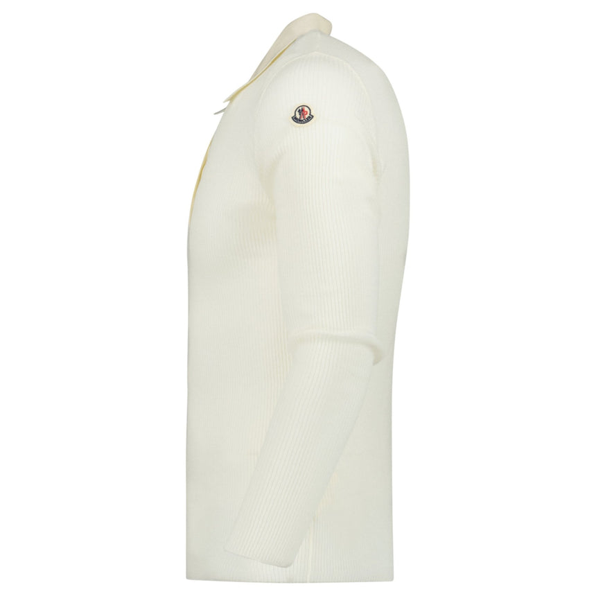 Moncler Long Sleeve Logo Polo Shirt in White - Boinclo - Outlet Sale Under Retail