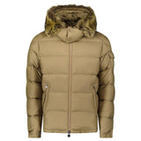 Moncler Maya Down Hooded Short Puffer Jacket in Beige - Boinclo - Outlet Sale Under Retail