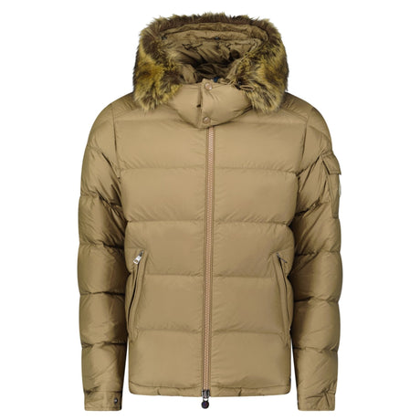 Moncler Maya Down Hooded Short Puffer Jacket in Beige - Boinclo - Outlet Sale Under Retail