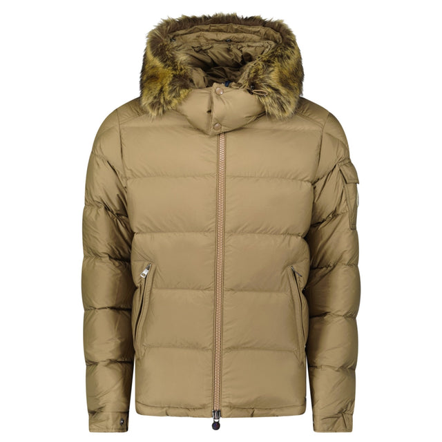 Moncler Maya Down Hooded Short Puffer Jacket in Beige - Boinclo - Outlet Sale Under Retail