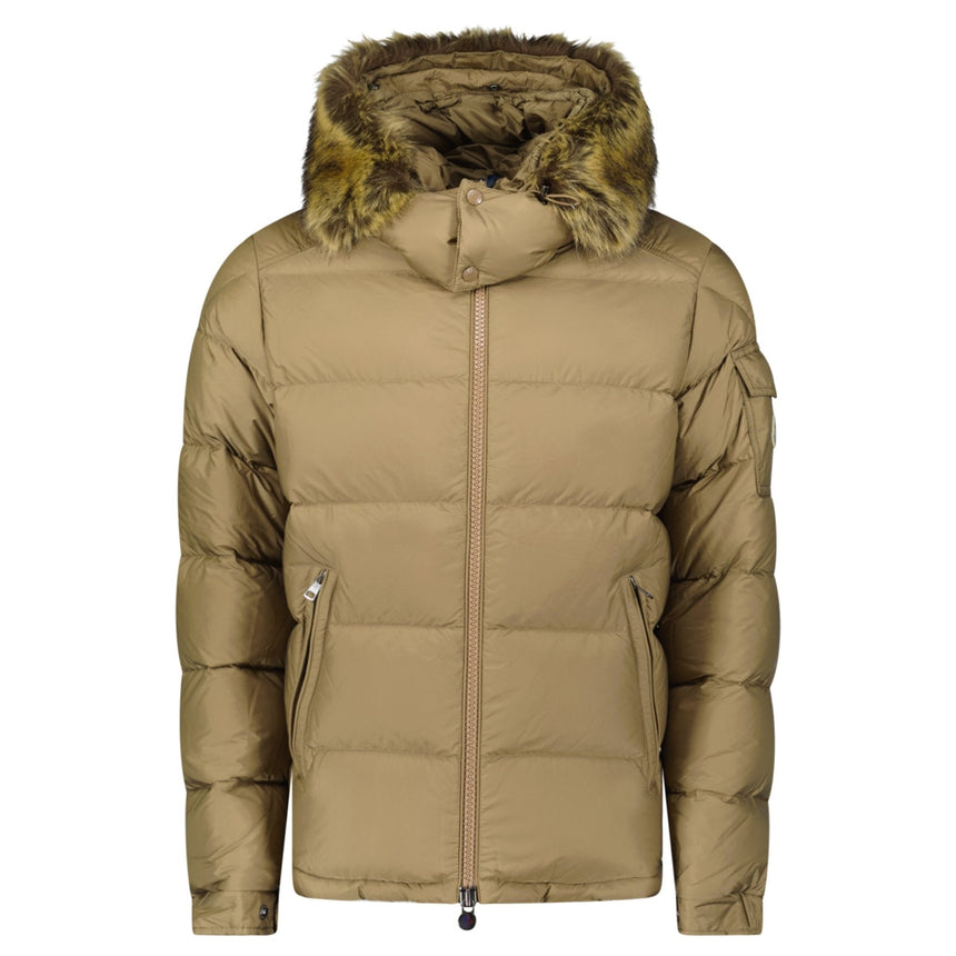Moncler Maya Down Hooded Short Puffer Jacket in Beige - Boinclo - Outlet Sale Under Retail