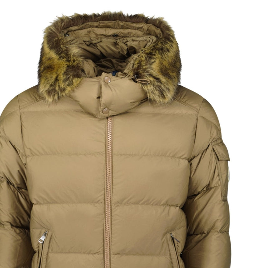 Moncler Maya Down Hooded Short Puffer Jacket in Beige - Boinclo - Outlet Sale Under Retail