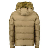 Moncler Maya Down Hooded Short Puffer Jacket in Beige - Boinclo - Outlet Sale Under Retail
