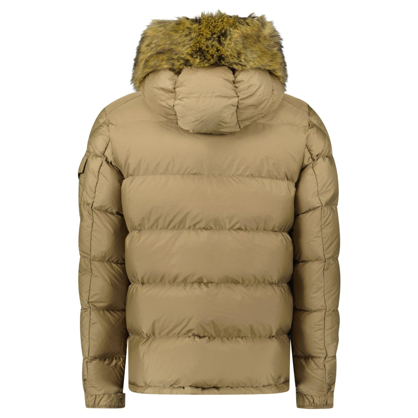 Moncler Maya Down Hooded Short Puffer Jacket in Beige - Boinclo - Outlet Sale Under Retail