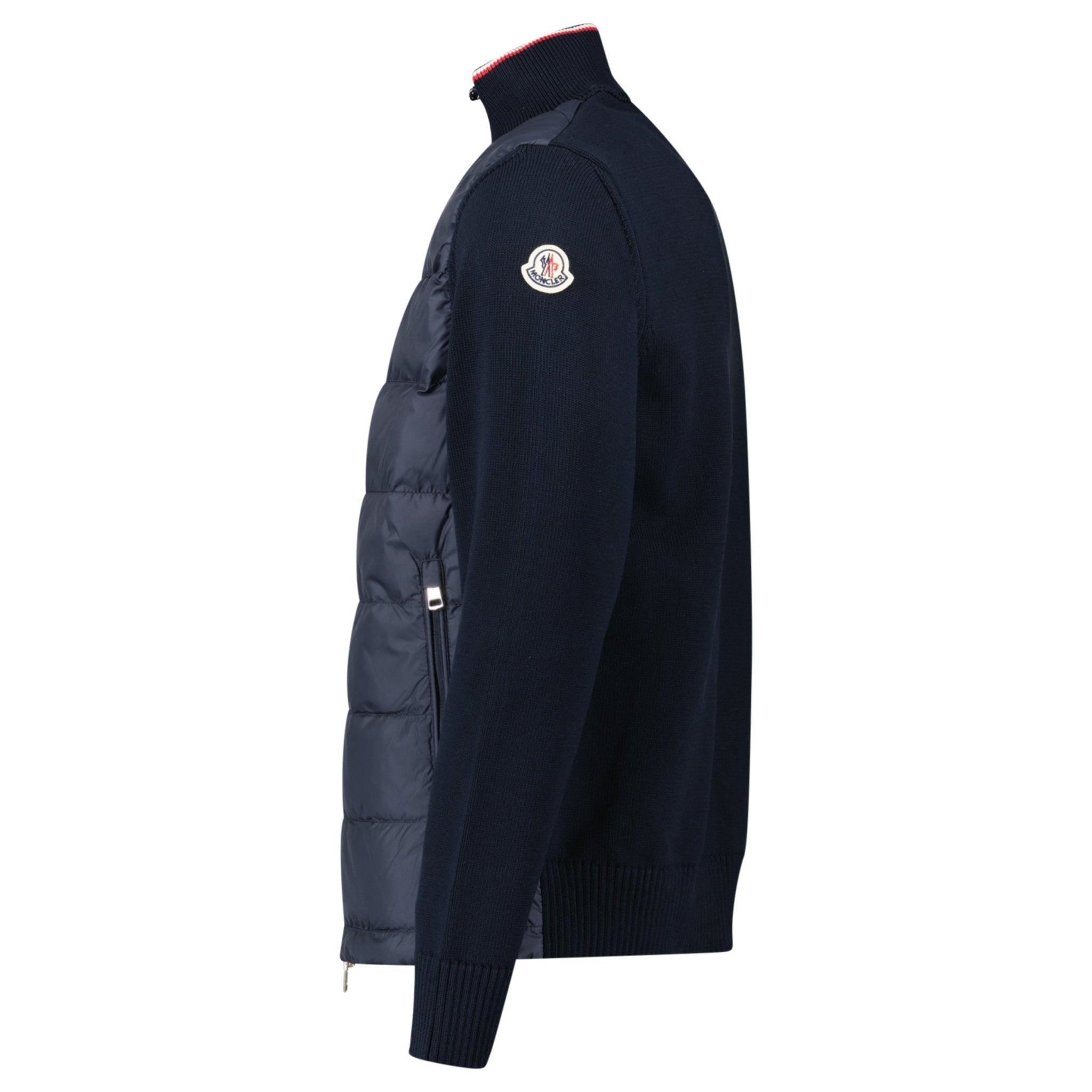 Moncler Down-Panelled Cotton Cardigan in Navy - Outlet Sale Always