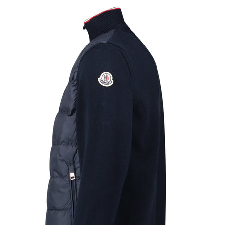 Moncler Down - Panelled Cotton Cardigan in Navy - Boinclo - Outlet Sale Under Retail