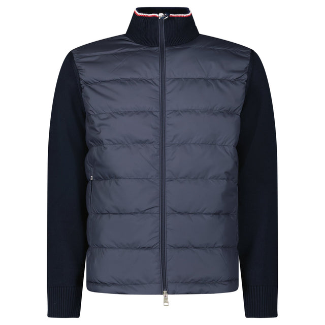 Moncler Down - Panelled Cotton Cardigan in Navy - Boinclo - Outlet Sale Under Retail