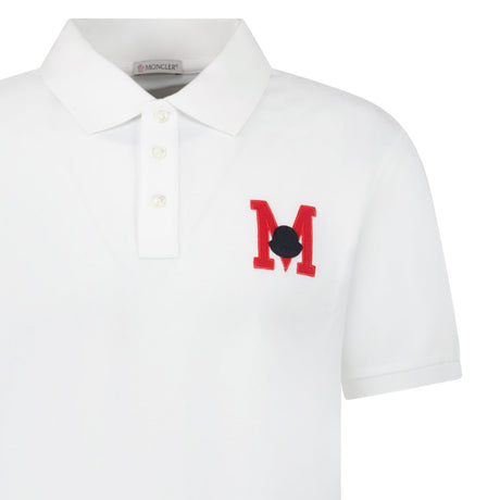 Moncler Embroidered Monogram Polo Shirt in White - Boinclo - Outlet Sale Under Retail
