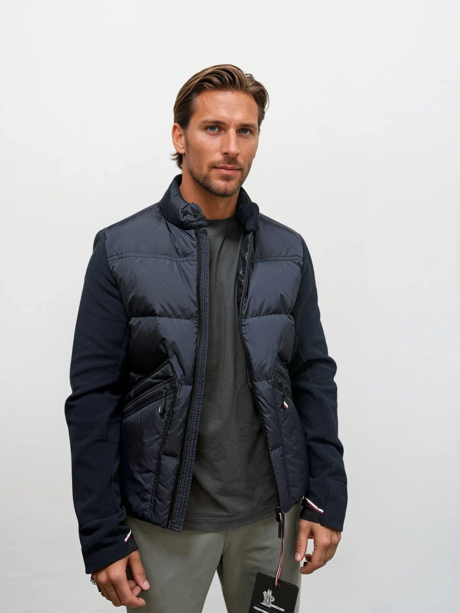 Moncler Grenoble Padded Cardigan in Navy - Outlet Sale Always