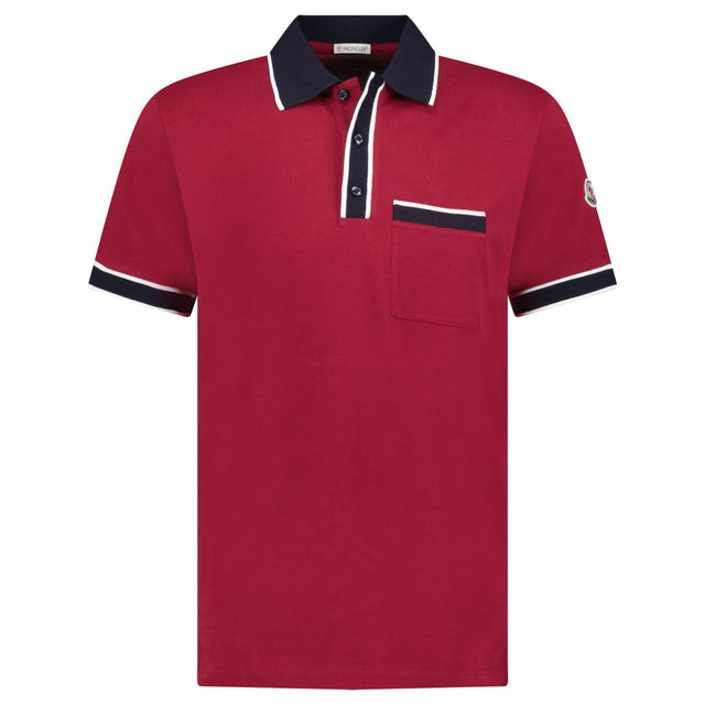 Moncler Moncler Striped Logo Polo Shirt in Red Outlet Sale