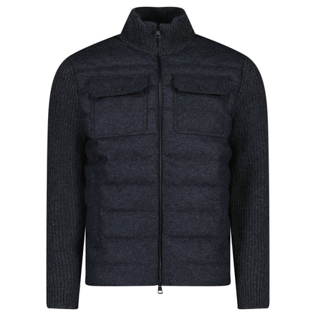 Moncler Padded Wool Knit Cardigan Jacket in Dark Grey - Boinclo - Outlet Sale Under Retail