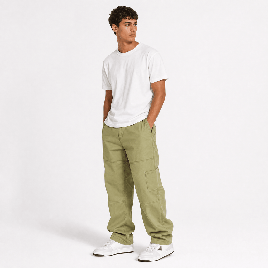 Moncler Panelled Pocket Trousers in Khaki Green - Boinclo - Outlet Sale Under Retail