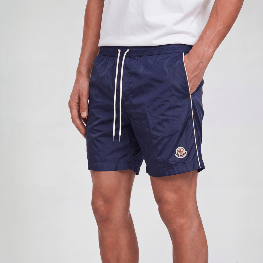 Moncler Side Logo Patch Swim Shorts in Navy - Boinclo - Outlet Sale Under Retail