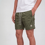 Moncler Side Logo Patch Swim Shorts in Olive Green - Boinclo - Outlet Sale Under Retail