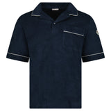Moncler Towelling Short Sleeve Polo Shirt in Navy - Boinclo - Outlet Sale Under Retail
