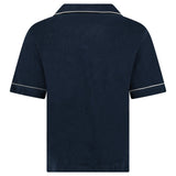 Moncler Towelling Short Sleeve Polo Shirt in Navy - Boinclo - Outlet Sale Under Retail