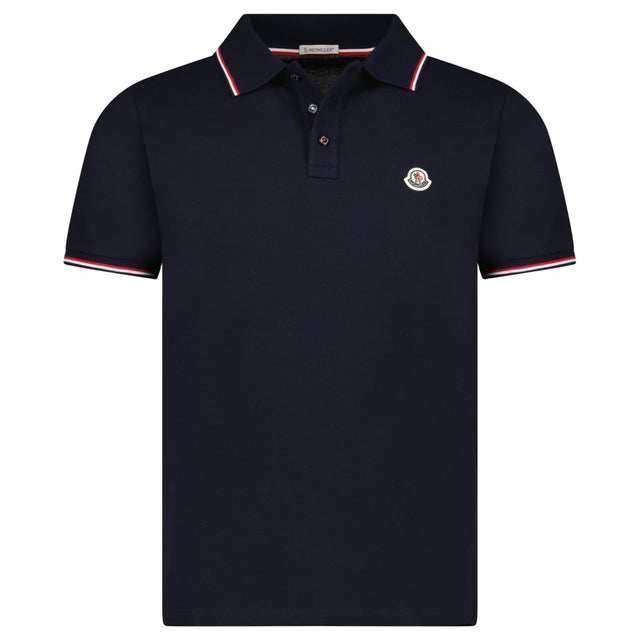 Moncler Tricolour - Trimmed Cotton Piqué Polo Shirt in Navy - Boinclo - Outlet Sale Under Retail