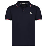 Moncler Tricolour-Trimmed Cotton Piqué Polo Shirt in Navy