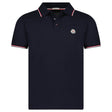 Moncler Tricolour-Trimmed Cotton Piqué Polo Shirt in Navy - Boinclo - Outlet Sale Under Retail