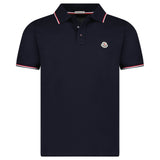 Moncler Tricolour-Trimmed Cotton Piqué Polo Shirt in Navy - Boinclo - Outlet Sale Under Retail