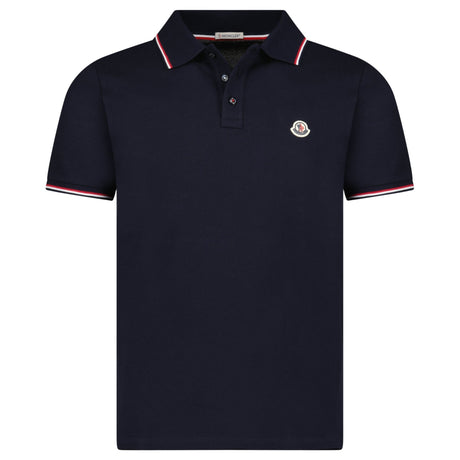 Moncler Tricolour-Trimmed Cotton Piqué Polo Shirt in Navy - Boinclo - Outlet Sale Under Retail