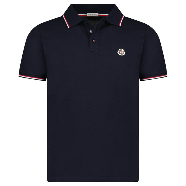 Moncler Tricolour-Trimmed Cotton Piqué Polo Shirt in Navy - Boinclo - Outlet Sale Under Retail