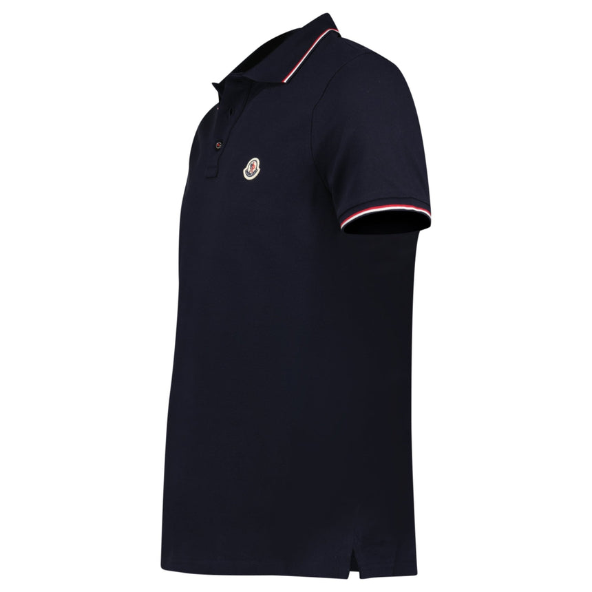 Moncler Tricolour-Trimmed Cotton Piqué Polo Shirt in Navy