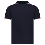 Moncler Tricolour-Trimmed Cotton Piqué Polo Shirt in Navy