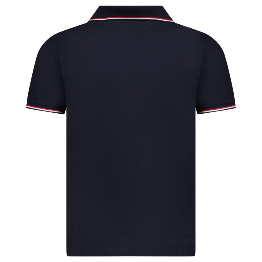 Moncler Tricolour-Trimmed Cotton Piqué Polo Shirt in Navy