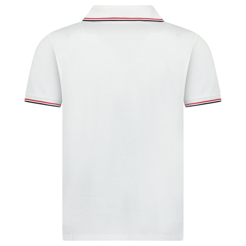 Moncler Tricolour - Trimmed Cotton Piqué Polo Shirt in White - Boinclo - Outlet Sale Under Retail