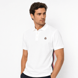 Moncler Tricolour-Trimmed Cotton Piqué Polo Shirt in White - Boinclo - Outlet Sale Under Retail